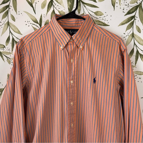 Ralph Lauren Other - Ralph Lauren Cotton Button Down Shirt. 15 1/2. Medium. Orange and Blue Stripes.
